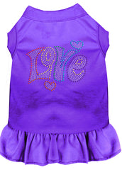 Technicolor Love Rhinestone Pet Dress Purple XXXL 