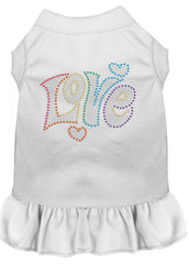 Technicolor Love Rhinestone Pet Dress White XXXL 