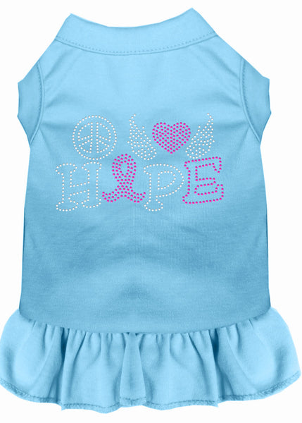 Peace Love Hope Breast Cancer Rhinestone Pet Dress Baby Blue XXXL 