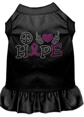 Peace Love Hope Breast Cancer Rhinestone Pet Dress Black XXXL 