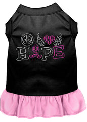 Peace Love Hope Breast Cancer Rhinestone Pet Dress Black with Light Pink XXXL 