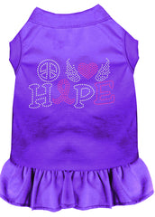 Peace Love Hope Breast Cancer Rhinestone Pet Dress Purple XXXL 