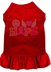 Peace Love Hope Breast Cancer Rhinestone Pet Dress Red XXXL 