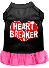 Heart Breaker Screen Print Dress Black with Bright Pink XXXL (20)