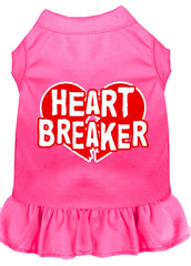 Heart Breaker Screen Print Dress Bright Pink XXXL (20)