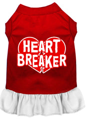 Heart Breaker Screen Print Dress Red with White XXXL (20)