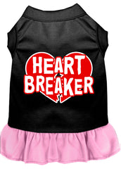 Heart Breaker Screen Print Dog Dress Black with Light Pink XXXL (20)