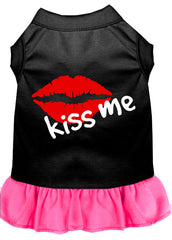 Kiss Me Screen Print Dress Black with Bright Pink XXXL (20)