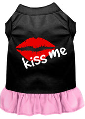 Kiss Me Screen Print Dog Dress Black with Light Pink XXXL (20)