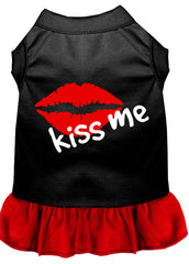 Kiss Me Screen Print Dog Dress Black with Red XXXL (20)