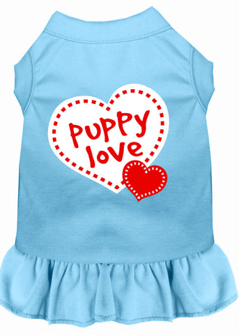 Puppy Love Screen Print Dress Baby Blue XXXL (20)