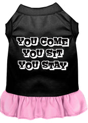 You Come, You Sit, You Stay Screen Print Dress Black with Light Pink XXXL (20)