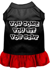 You Come, You Sit, You Stay Screen Print Dress Black with Red XXXL (20)