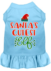 Santa's Cutest Elf Screen Print Dog Dress Baby Blue XXXL