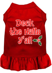 Deck the Halls Y'all Screen Print Dog Dress Red XXXL