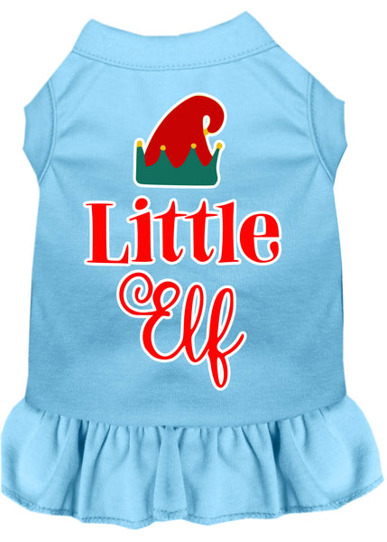 Little Elf Screen Print Dog Dress Baby Blue XXXL