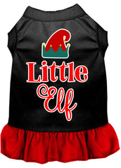 Little Elf Screen Print Dog Dress Black with Red XXXL