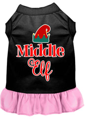 Middle Elf Screen Print Dog Dress Black with Light Pink XXXL