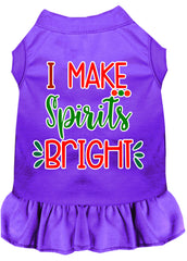 I Make Spirits Bright Screen Print Dog Dress Purple XXXL