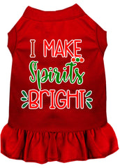 I Make Spirits Bright Screen Print Dog Dress Red XXXL