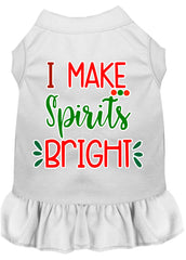 I Make Spirits Bright Screen Print Dog Dress White XXXL