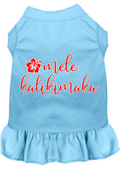 Mele Kalikimaka Screen Print Dog Dress Baby Blue XXXL