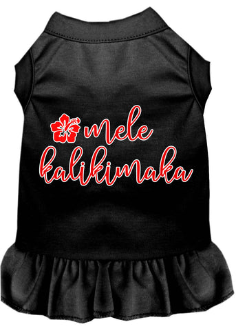 Mele Kalikimaka Screen Print Dog Dress Black XXXL