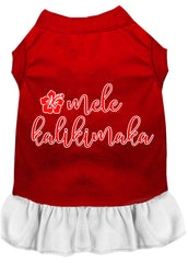 Mele Kalikimaka Screen Print Dog Dress Red with White XXXL