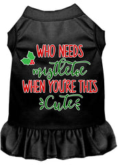 Who Needs Mistletoe Screen Print Dog Dress Black XXXL