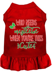 Who Needs Mistletoe Screen Print Dog Dress Red XXXL