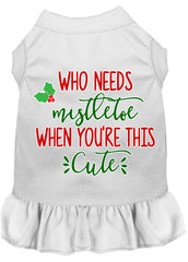 Who Needs Mistletoe Screen Print Dog Dress White XXXL