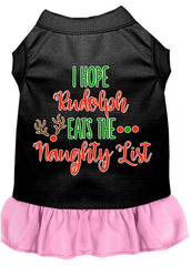 Hope Rudolph Eats Naughty List Screen Print Dog Dress Black with Light Pink XXXL