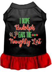 Hope Rudolph Eats Naughty List Screen Print Dog Dress Black with Red XXXL