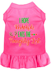 Hope Rudolph Eats Naughty List Screen Print Dog Dress Bright Pink XXXL