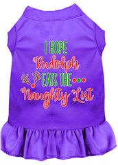 Hope Rudolph Eats Naughty List Screen Print Dog Dress Purple XXXL