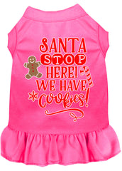 Santa, We Have Cookies Screen Print Dog Dress Bright Pink XXXL