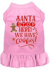 Santa, We Have Cookies Screen Print Dog Dress Light Pink XXXL