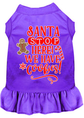 Santa, We Have Cookies Screen Print Dog Dress Purple XXXL