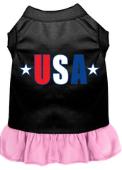 USA Star Screen Print Dress Black with Light Pink XXXL (20)