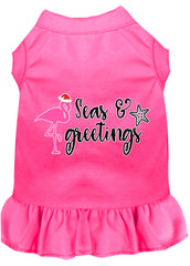 Seas and Greetings Screen Print Dog Dress Bright Pink XXXL