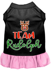 Team Rudolph Screen Print Dog Dress Black with Light Pink XXXL