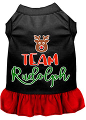 Team Rudolph Screen Print Dog Dress Black with Red XXXL