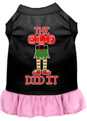 The Elf Did It Screen Print Dog Dress Black with Light Pink XXXL