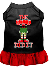 The Elf Did It Screen Print Dog Dress Black with Red XXXL