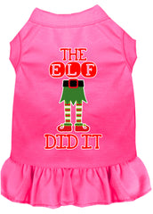 The Elf Did It Screen Print Dog Dress Bright Pink XXXL