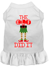 The Elf Did It Screen Print Dog Dress White XXXL