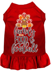 Family, Food, and Football Screen Print Dog Dress Red XXXL