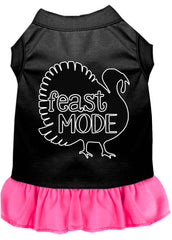 Feast Mode Screen Print Dog Dress Black with Bright Pink XXXL