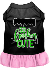 So Franken Cute Screen Print Dog Dress Black with Light Pink XXXL