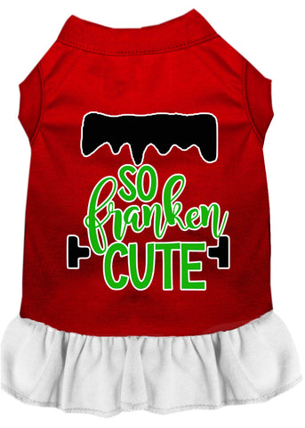 So Franken Cute Screen Print Dog Dress Red with White XXXL